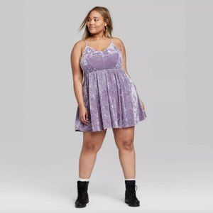 Sleeveless V-Neck Velvet Skater Mini Dress